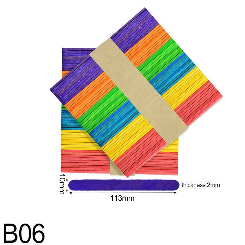 50pcs/lot Popsicle Stick Natural Wood Ice Cream Sticks Kids DIY Hand Crafts Ice Cube Making Cream Tools Model Lollipop Cake Mold: B06
