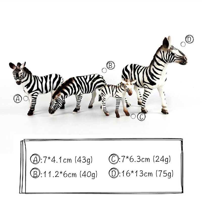 YUC Animal Toy Zoo Set Simulation Figurines Model Wild Lion Tiger Wolf Action Figure Farm Poultry Horse Cow Pig Educational: Zebra