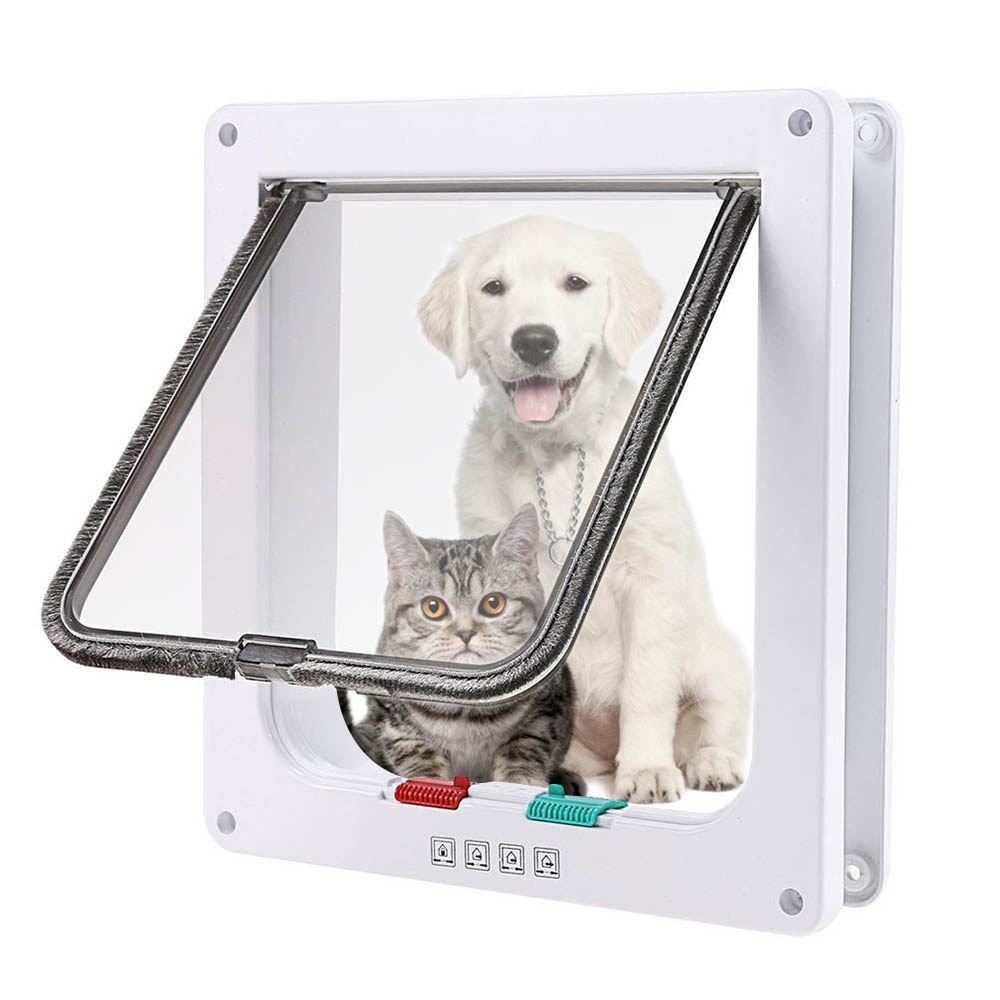 S/M/L 4 Way Afsluitbare Hond Kat Kitten Deur Beveiliging Flap Deur Abs Plastic Dier Kleine Huisdier kat Hond Gratis Poort Deur Dierbenodigdheden