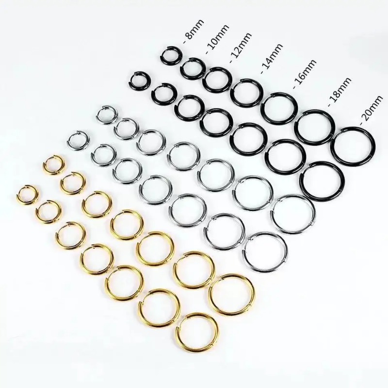 Pendientes de aro pequeños para Mujer y hombre, aretes redondos de acero inoxidable, Color dorado y plateado, antialérgico, 2 uds.