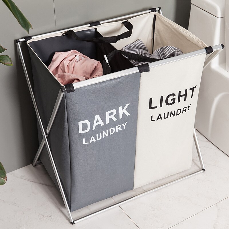 Tøjvask arrangør taske beskidt tøjvask hindre sammenklappelig hjemmet vasketøjskurv tre gitter vandtæt opbevaringspose vasketøjssorterer