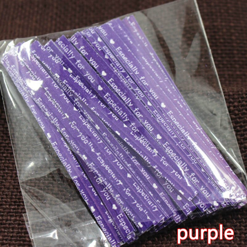 100Stck/tasche Küche Spielereien Kuchen Twist Krawatte Draht metallisch Twist Krawatten Lutscher Nachtisch Zubehör Befestigungen Abdichtung Werkzeuge: LILA