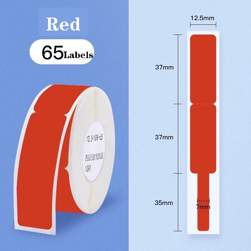 【Niimbot D11 Label】Cable Flexible Label Tape Thermal adhesive Label Sticker used for Niimbot D11/D61 Label Maker Label Printer: Red