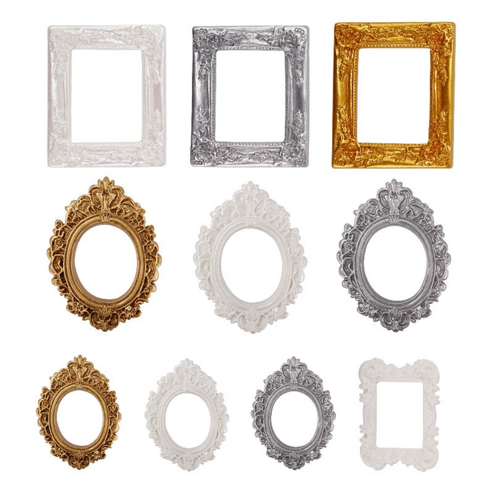 Durable DIY Resin Photo Frame Rustic Miniature Mini Mirror Props 3D Mirror Small Model Phone Shell Material