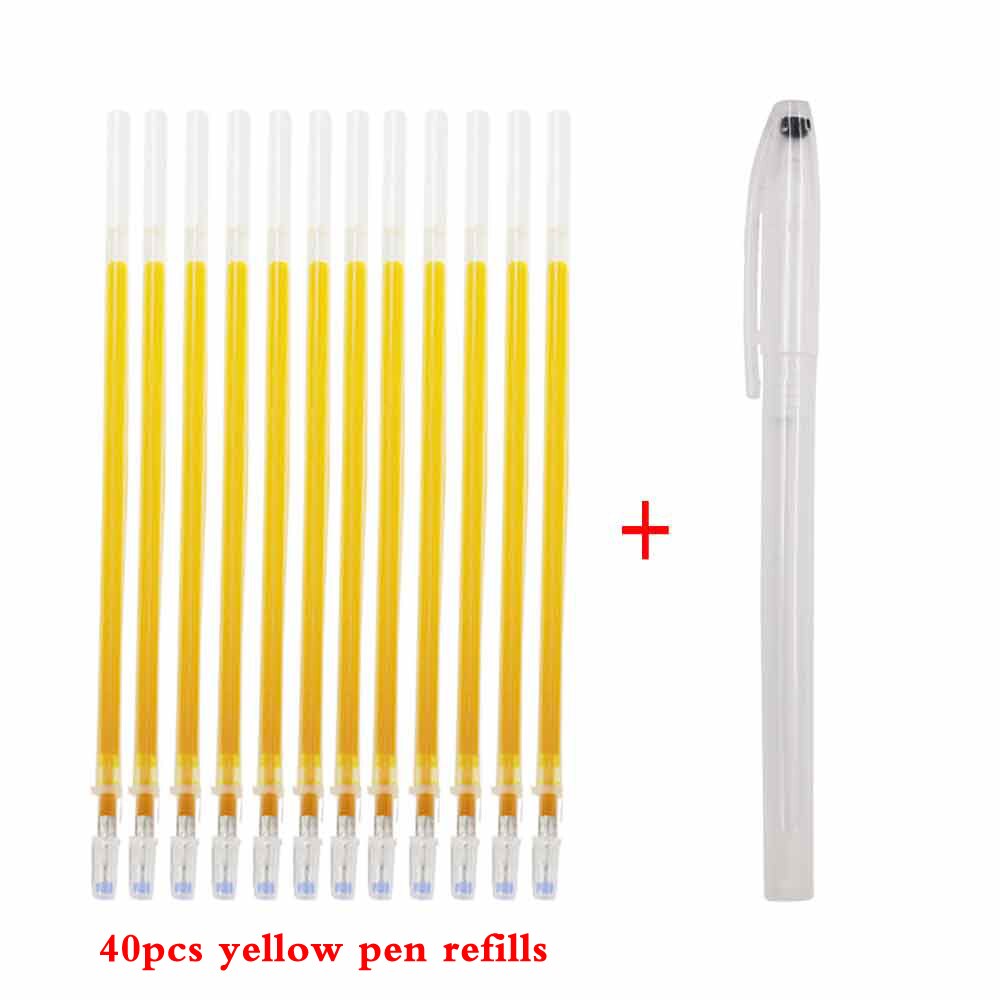 40pcs Embroidery Water Erasable Pen Refills Fabric Marker Cross Stitch Water Soluble Pens for DIY Patchwork Sewing Tools: 40pcs yellow
