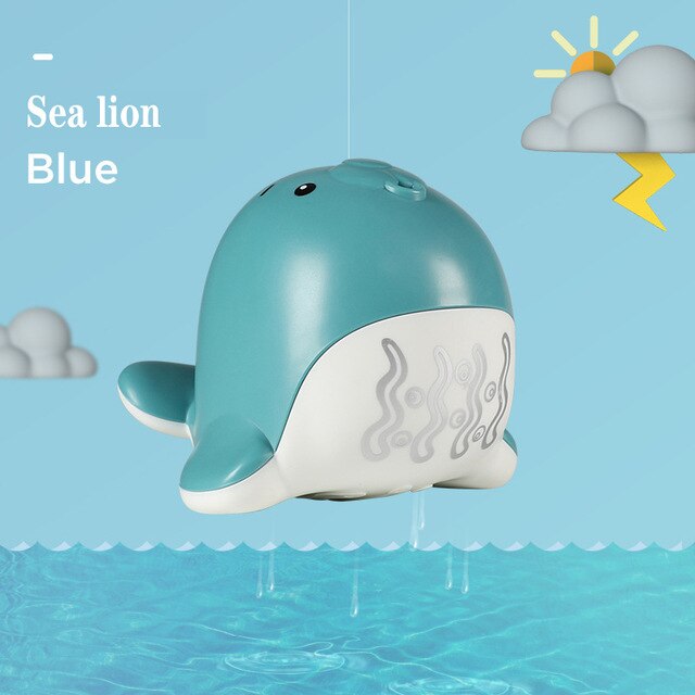 Baby Bath Toys Piscina Accessories Play With Water For Bathroom Duck Lion Rocket Seahorse Funny Water Game: Blue sealion