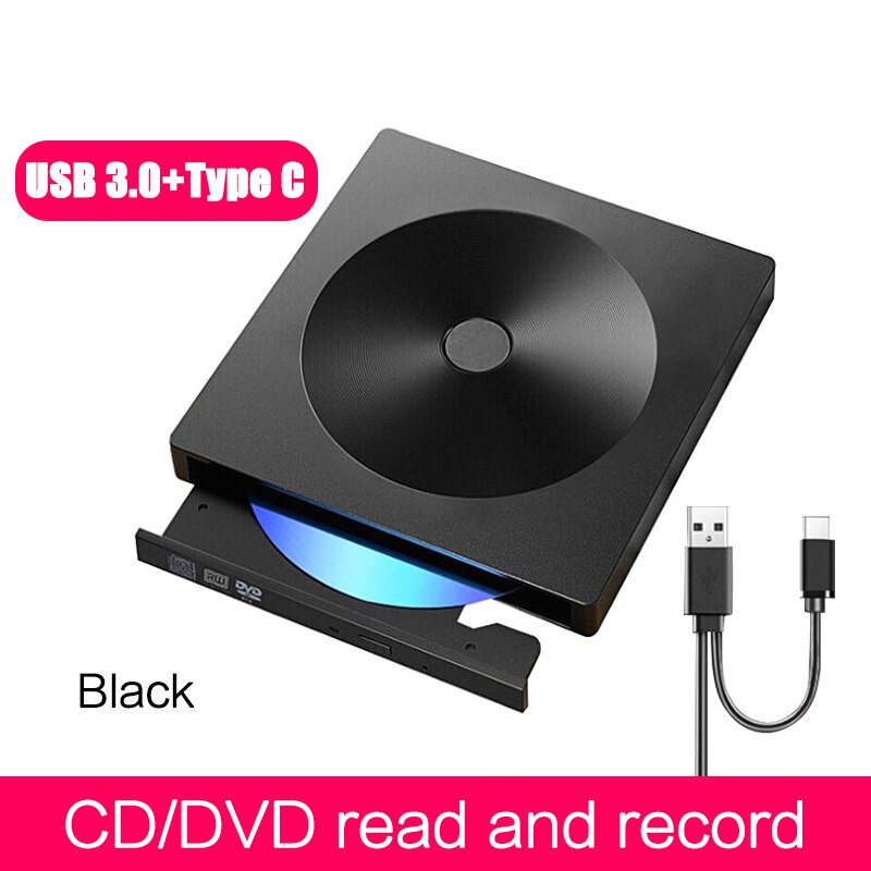 Lecteur optique externe Slim USB type-c RW pour CD, DVD, enregistreur, graveur pour ordinateur de bureau, portable, Mac: G