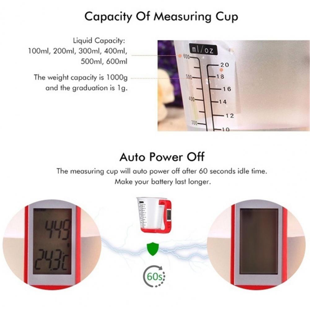 1000g Electronic Digital Kitchen Weight Scale Flour Water Measurement Cup with LCD Display Baking Supplies