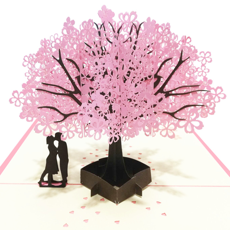 3D Pop hoch Karten Kirsche Baum Hochzeit Einladungen Karten Valentinstag Jahrestag Gruß Karte Gruß Postkarte Karte