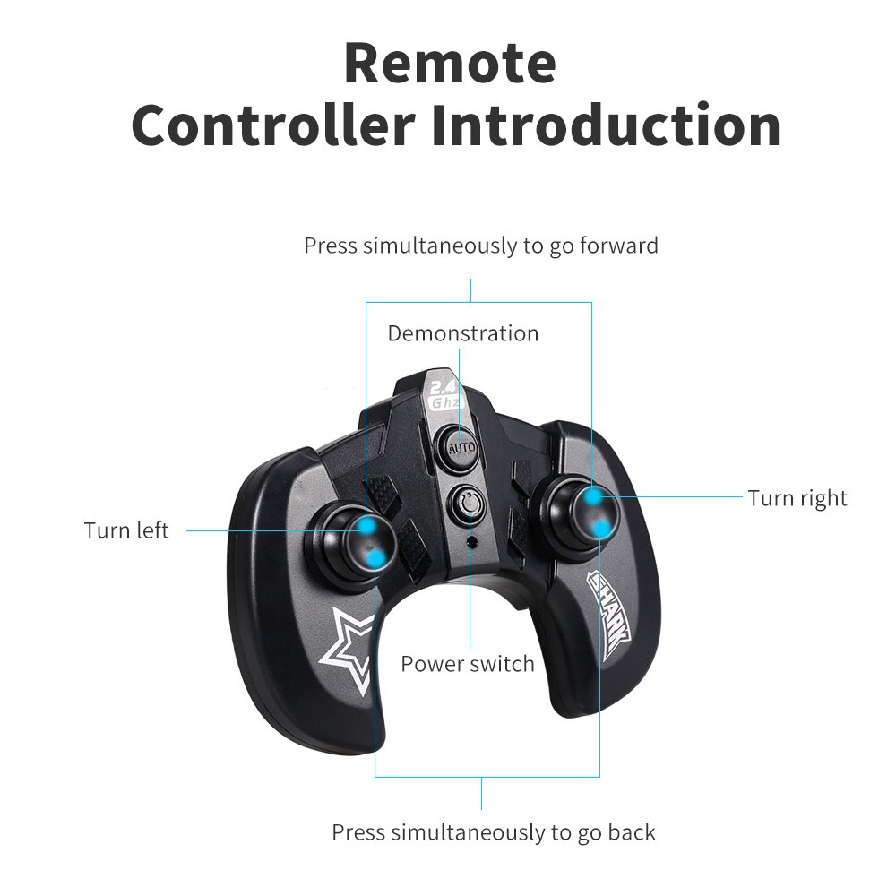 K23 RC Shark Boat With Light Waterproof Racing Radio Control Fish Robot Model Electric Simulation Underwater Shark Toys for boys