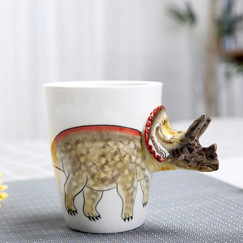 350ml dinosaurer keramisk kopp håndmalt dyr kaffekrus 3d tegneserie tyrannosaurus kopp barn melkekopp