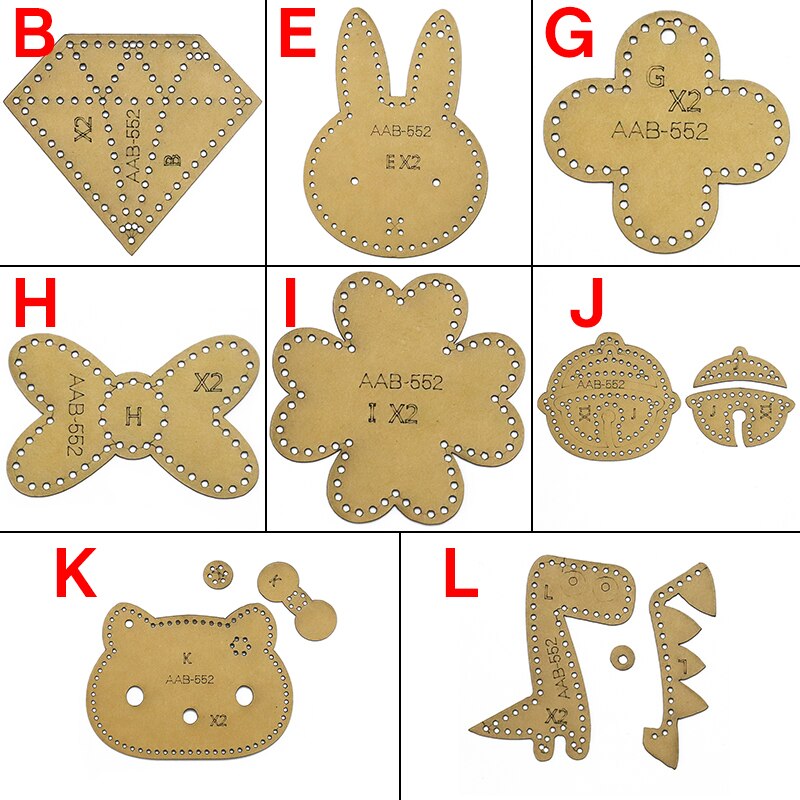 1Set DIY Kraft Paper Template Cute Small Things Keychain Pendant Leather Craft Pattern DIY Stencil Sewing Pattern 5-10cm