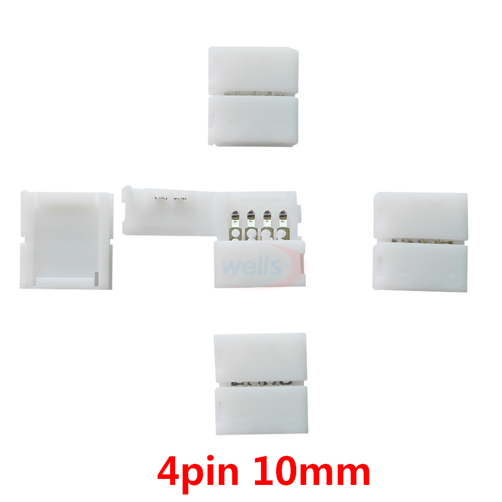 10 stk 2 pin 3 pin 4 pin 5 pin 6 pin l form led stik til tilslutning af hjørne retvinklet rgb rgbw rgbww 2811 2812 5050 led strip: 4 ben 10mm spænde