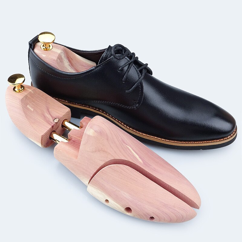 1 Pair Twin Tube Red Cedar Wood Adjustable Shoe Shaper Men's and Women's Shoe Tree Stretcher Keeper Anti-wrinkle
