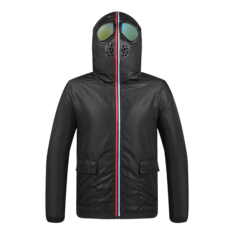 Postleitzahl hoch Jacke Männer Motorrad Mit Kapuze mit Brille Windjacke Frauen Jacken Große Größe 4XL Dünne Sommer Frühling Herbst Koreanische Kleidung: Schwarz / XXL