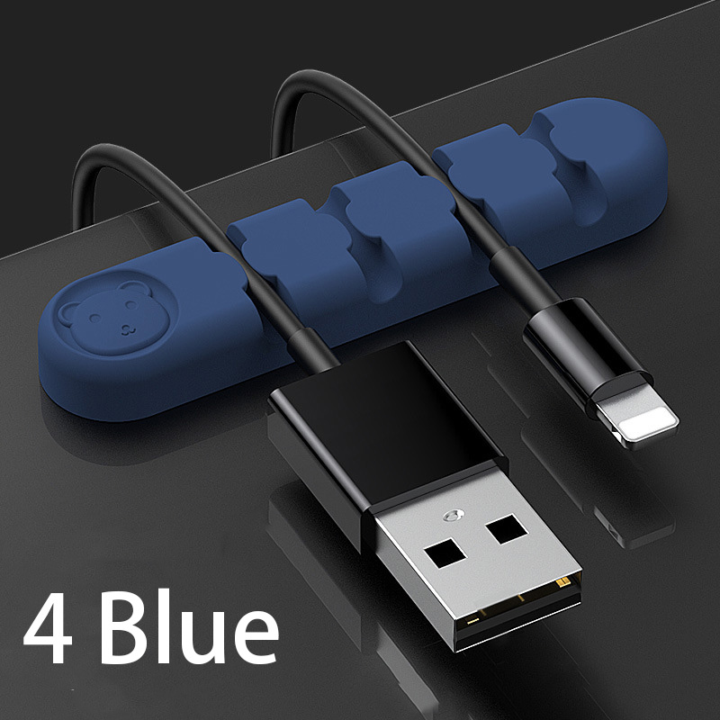 Cable Organizer Silicone USB Cable Winder Desktop Tidy Management Clips Cable Holder for Mouse Headphone Wire Organizer: black