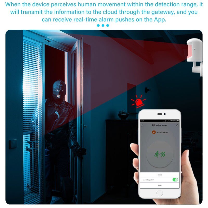 Tuya Zigbee PIR Motion Sensor Detector Wireless Motion Sensor Smart Home Security Alarm System Support Alexa Google Home Control