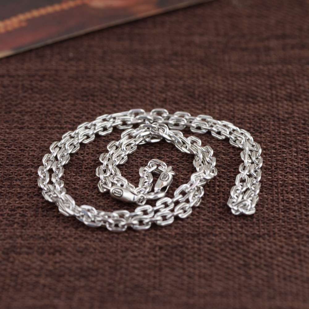 Balmora 925 sterling sølv smykkekæder halskæder til mænd thai sølv halskæde 18-32 tommer tilbehør 0096