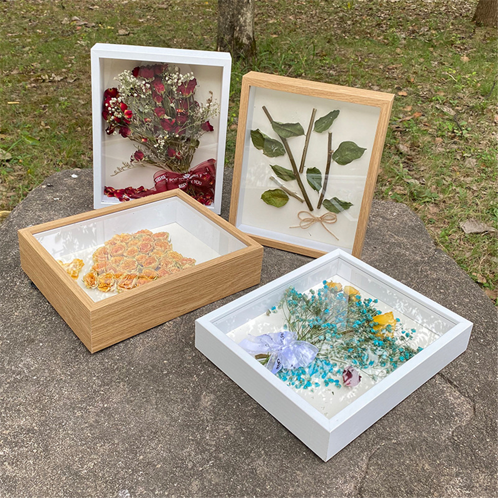 Marco de fotos de flores secas, marco hecho a mano, espécimen de mariposa eterna, adorno 3D DIY, especial, de cumpleaños