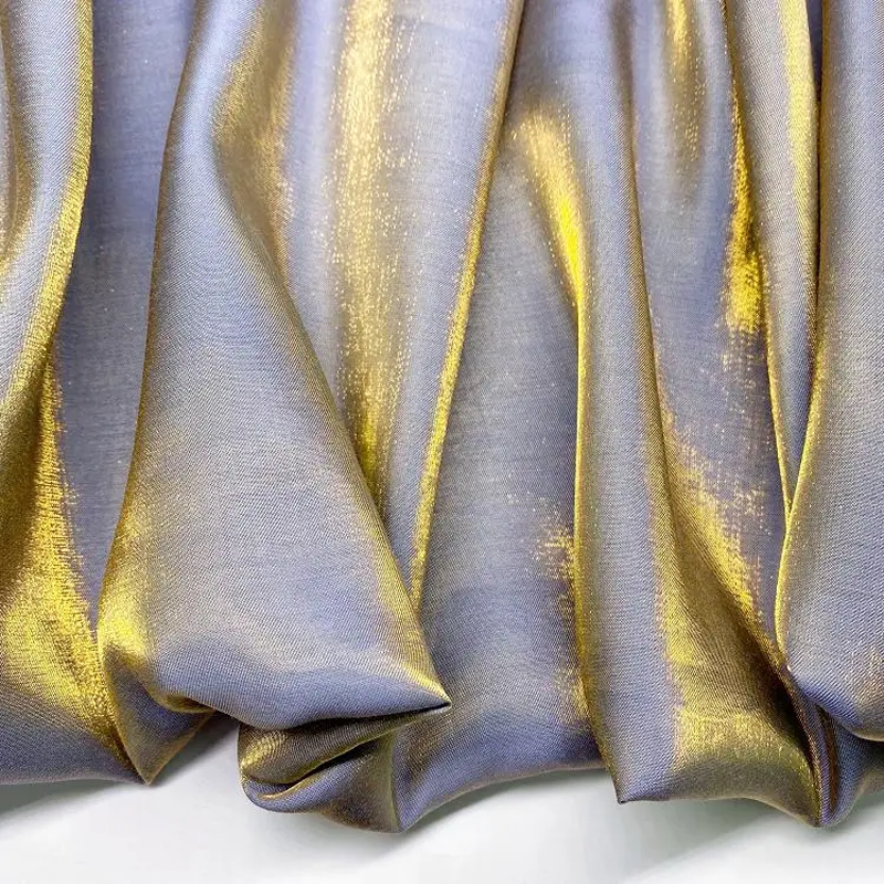 Tela de satén sedoso de cristal, tela iridiscente con purpurina, material de vestir brillante, tela de ropa brillante