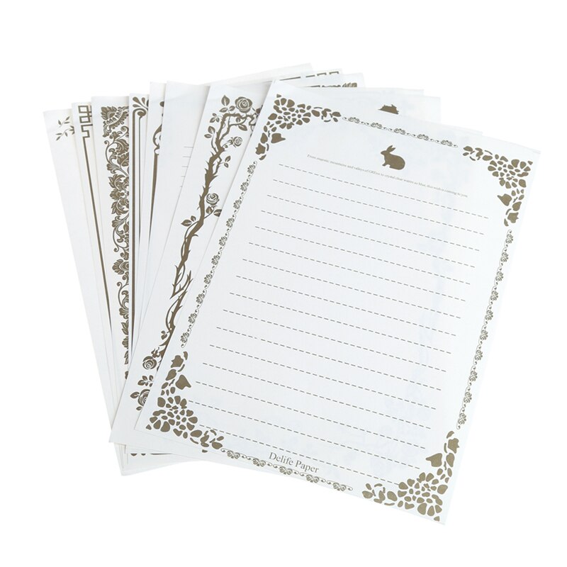 8 Sheets Vintage Retro Writing Stationery Paper Pad Note Letter Set: Beige