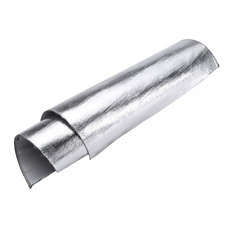 1 rulle 25*50cm bil interiör självhäftande aluminium värmeisolering bil skyddsfilm för motorhuv tak motorhuv