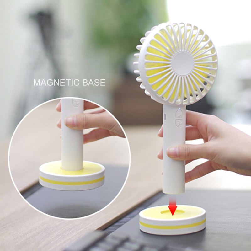 Mini Portable Handheld USB Cooling Fan Rechargeable USB Fan with 3 Speed Adjustable Cosmetic Mirror for Office Home Outdoor