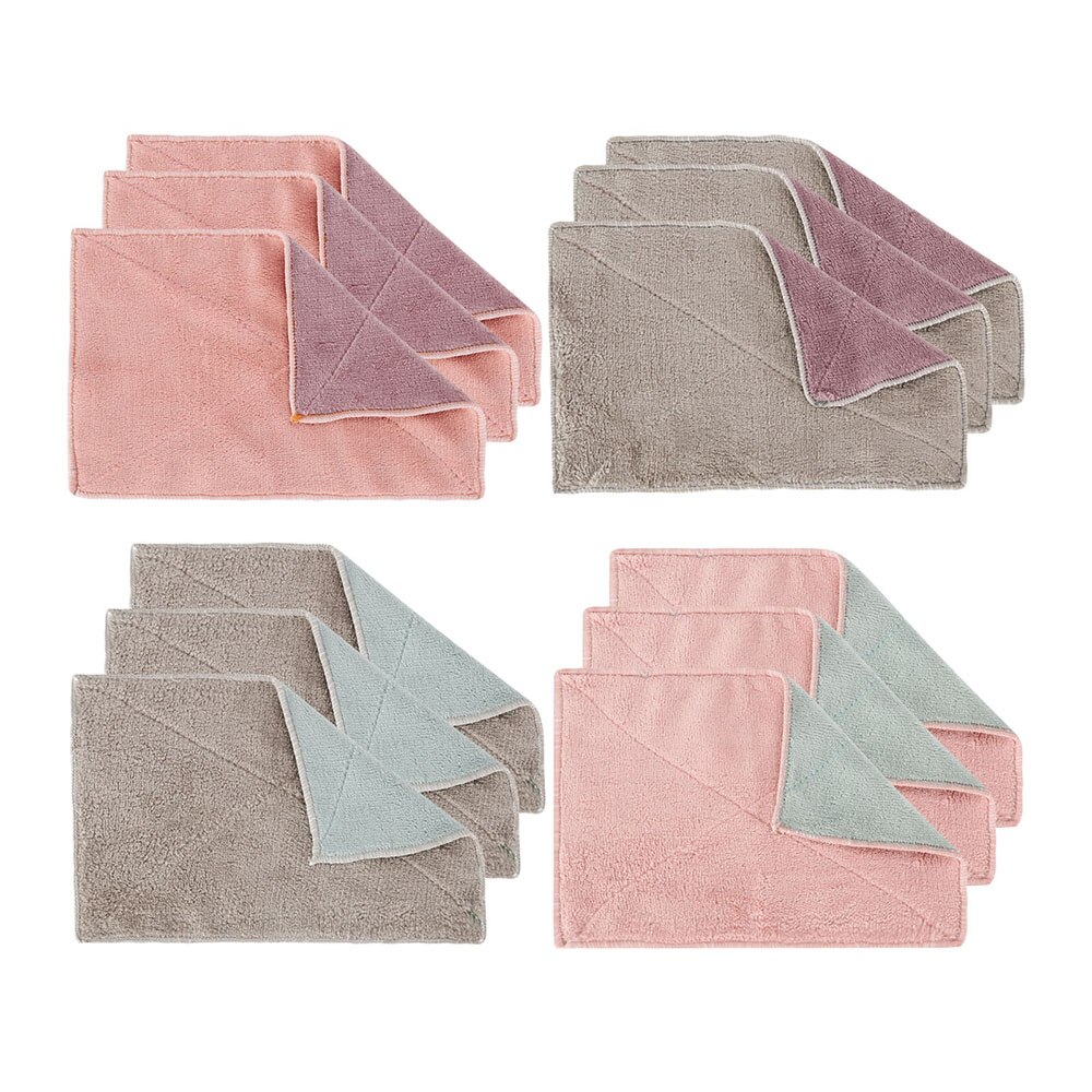 4/8/12Pcs Microfiber Cleaning Cloth Super Absorbent Household Dish Towels Kitchen Oil and Dust Clean Wipe Rags Kitchen Cloth: 12pcs