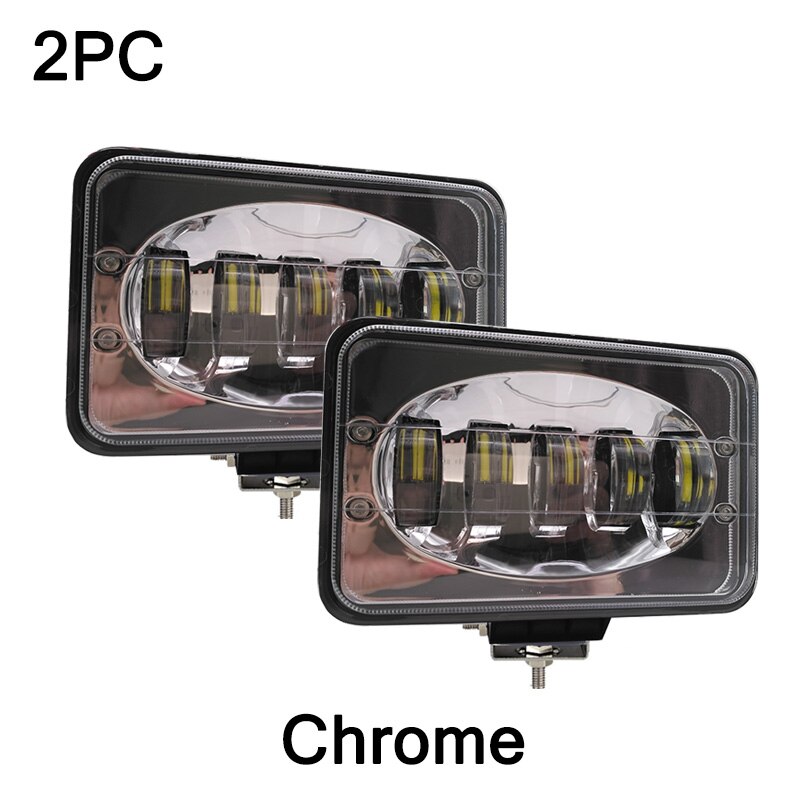 Barra de luces Led para coche foco de luz de trabajo de 6 pulgadas, 50W, 12V, 24V, lámpara de conducción por inundación para camión, remolque, SUV, camioneta, barco, 4x4, Moto: 2pcs chrome