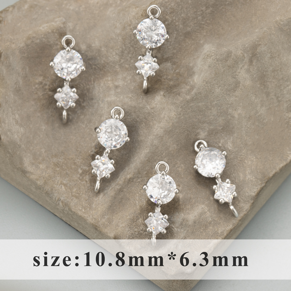 GUFEATHER MC73, accesorios de joyería, chapado en rodio de oro de 18k, sin níquel, cobre, circonita, fabricación de joyas, dijes, colgantes diy, 10 unids/lote