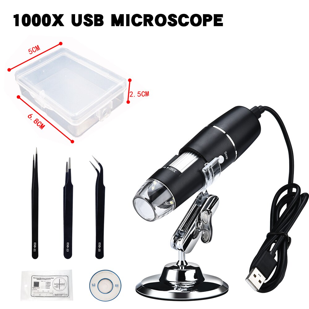 1600X 1000X USB Microscope Handheld Portable Digital Microscope USB Interface Electron Microscopes with 8 LEDs with Bracket: 1600X / Metal bracket 4