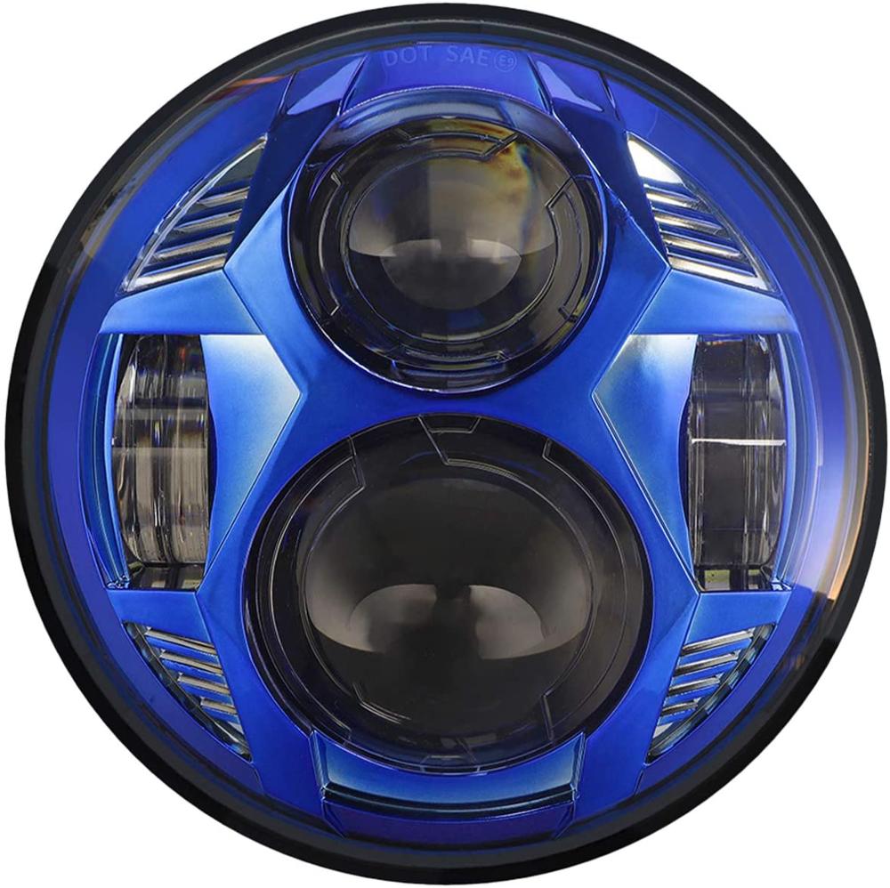 Für Harley Dyna FXCW FXCWC FXSBSE FXSTB 5,75 Zoll Runde LED Scheinwerfer Mit hoch/niedrig Strahl 51W Spinne bilden Motorrad Kopf Licht: blau