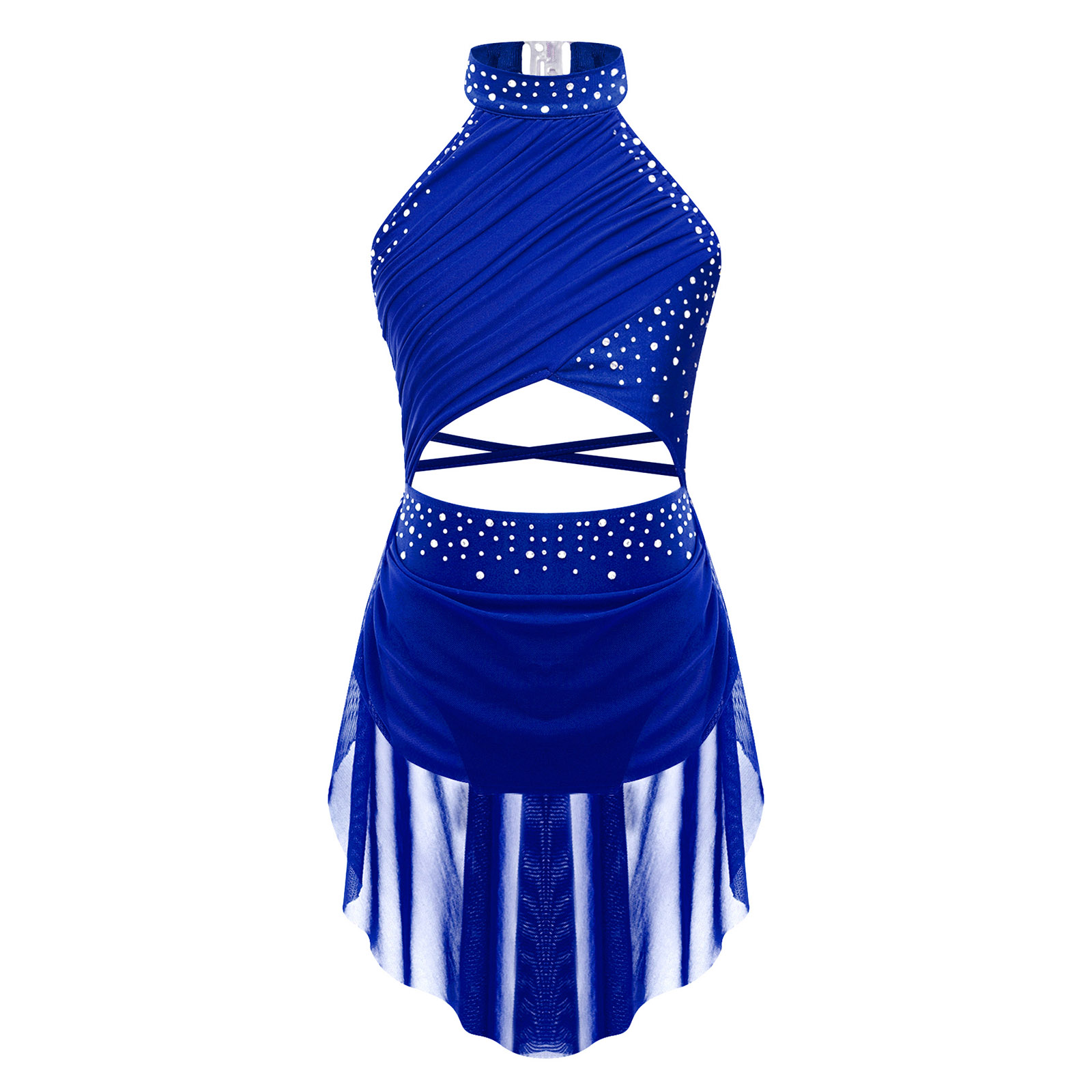 Kinderen Meisjes Ballet Turnpakje Jurk voor Lyrische Jazz Latin Dans Kostuum Backless Gymnastiek Jurk met Flowy Rok Stage Dancewear: XXXL / Blauw