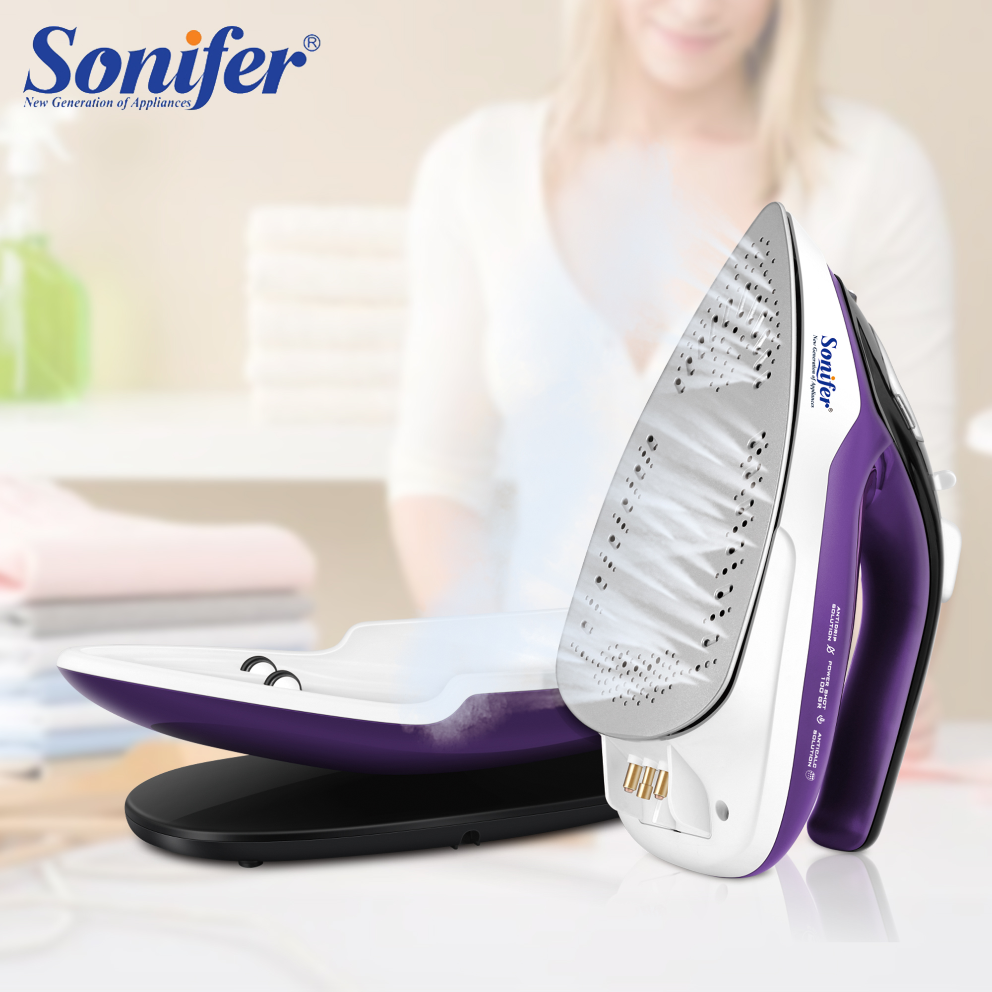 Cordless Steam IronS For Clothes Steam Generator Travel Wireless Iron Ironing Ceramic Soleplate Multifunction Adjustable Sonifer