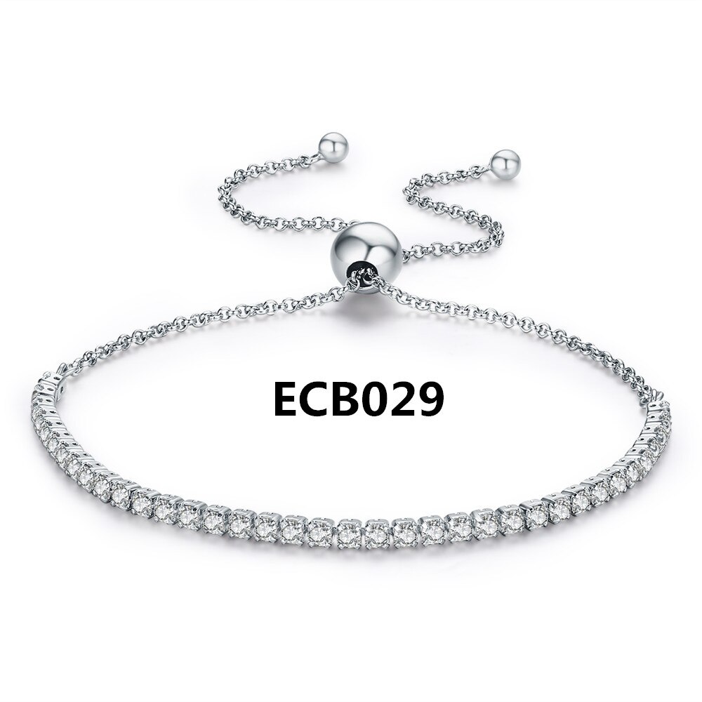 Bisaer Braccialetto in Argento sterlina 925 in Modo Chiaro CZ pizzo-su Regolabile tennis Braccialetti Infilati per le donne in Argento Regalo Dei Monili del braccialetto