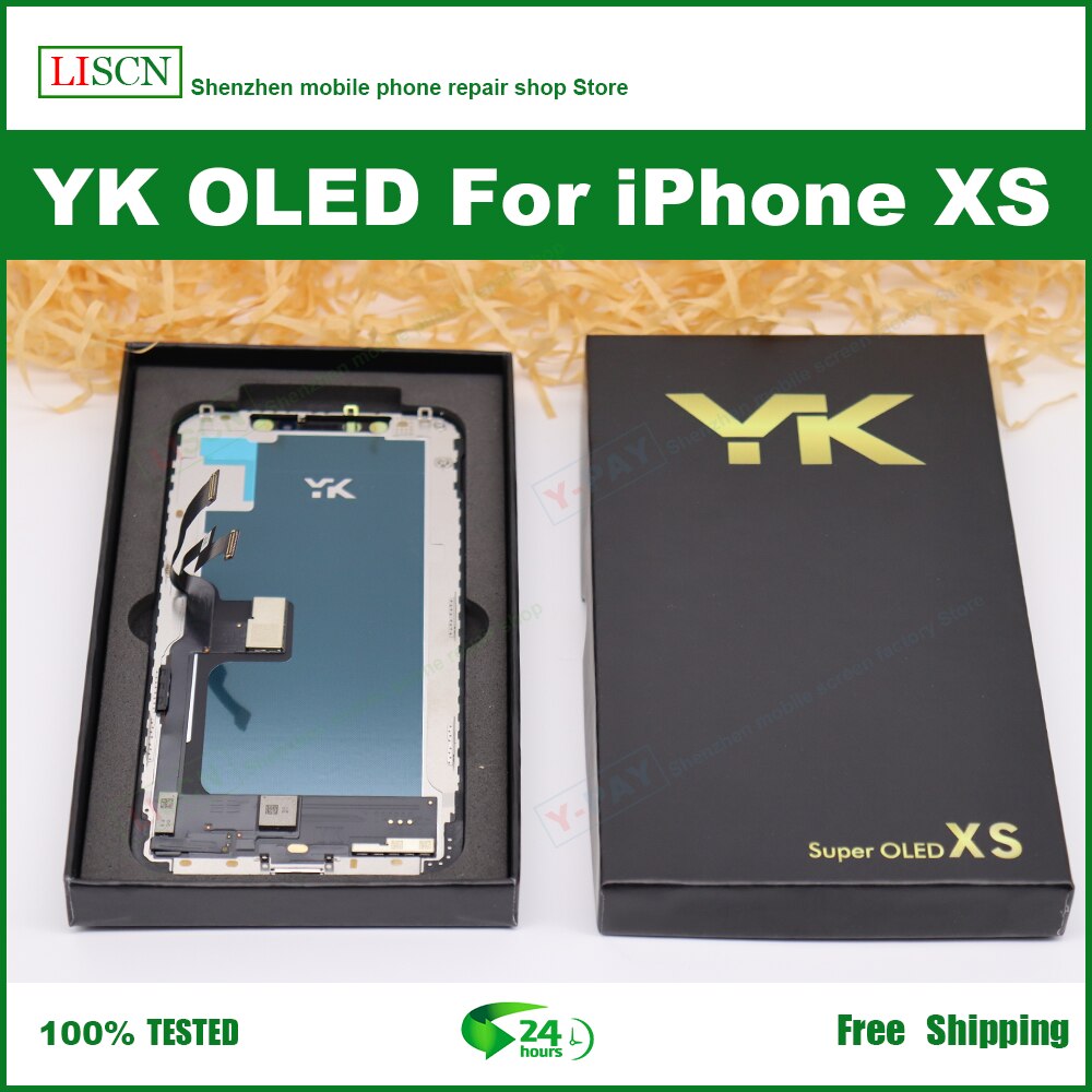 Pantalla LCD OLED YK para iPhone X XS 11pro, módulo digitalizador, pantalla táctil probada, píxeles sin zona muerta, piezas LCD de repuesto +