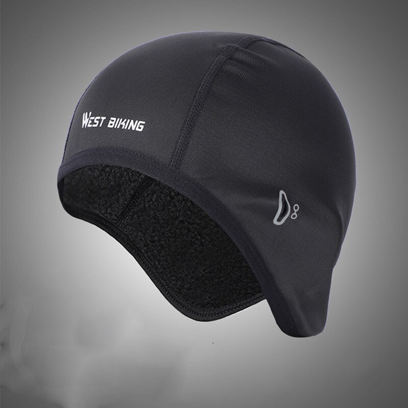 Fietsmuts heren dames fleece herfst winter ruitermuts winddicht warme hoofddeksel outdoor sportuitrusting: Mannelijke zwarte