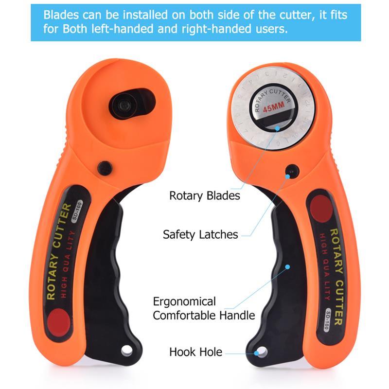 LeatherCraft 45mm Rotary Cutter Leather Cutting Tool Fabric Cutter Circular Blade DIY Patchwork Sewing Quilting Fit Olfa Cut