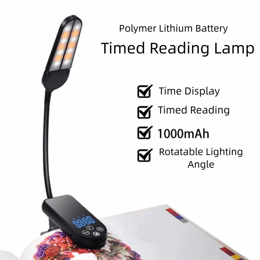 Draagbare led leeslamp, draagbare usb oplaadbare cliplamp met dubbele kop, mini bureaulamp om te lezen