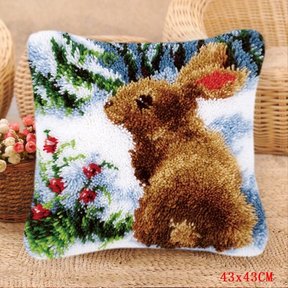 Loquet crochet tapis Kits mignon licorne loquet crochet Animal Foamiran tapis broderie oreiller coussin bouton paquet kussen knooppakket: ABZ180