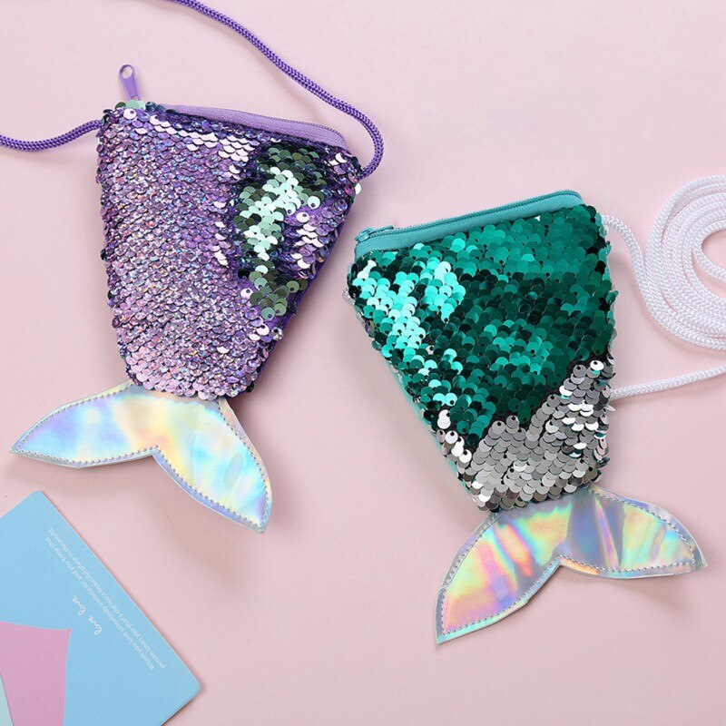 bebé niñas PU lentejuelas cola de pez forma Bolsa 6 colores alta clasificación conveniente bandolera
