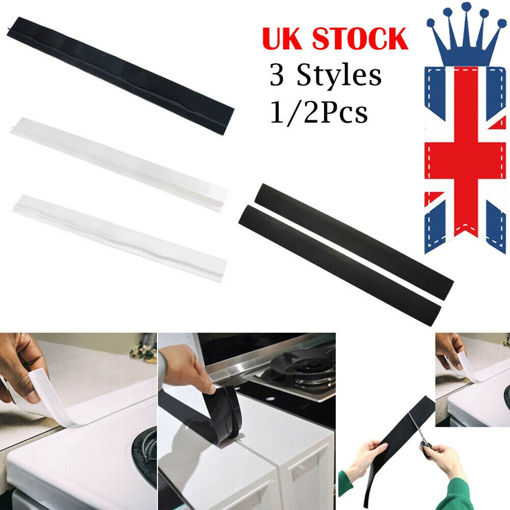 2x Kitchen Silicone Stove Counter Gap Cover Easy Clean Heat-resistant Home Wide Long Gap Filler Seals Spills Between Counter
