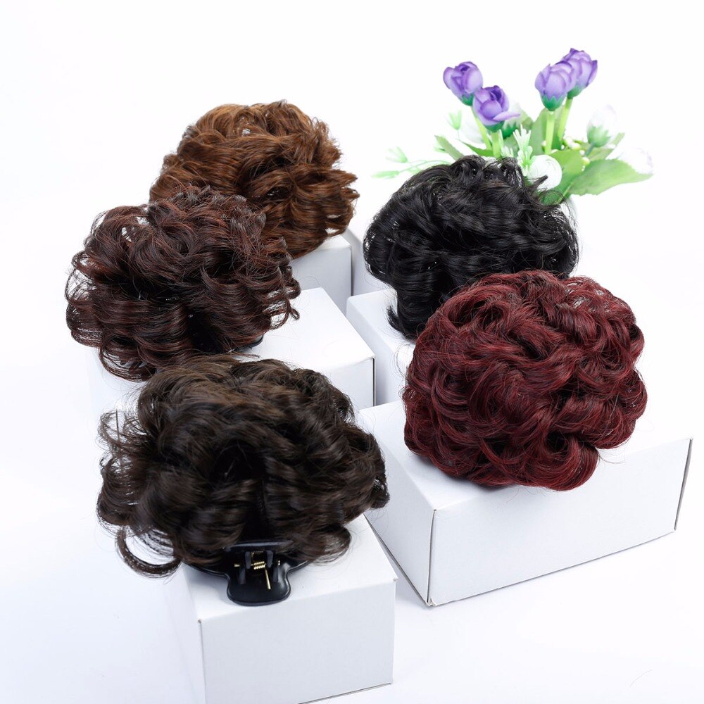Allaosify kvinders krøllede chignon med varmebestandighed klo snoretræk syntetisk scrunchie wrap hårring hårstykker