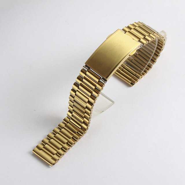 18mm rostfritt stål delar klockarmband silver metall klockarmband armbandsur tillbehör för rado: Guld-