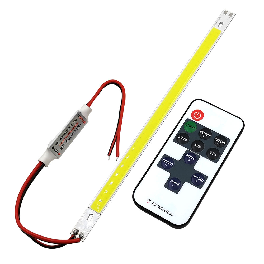 Fjernstyrt led-barlys, dimbar cob led-lampe, 200mm cob-stripe med dimmer, 12v 220v 10v led-belysning for diy-dekor, bilpærer