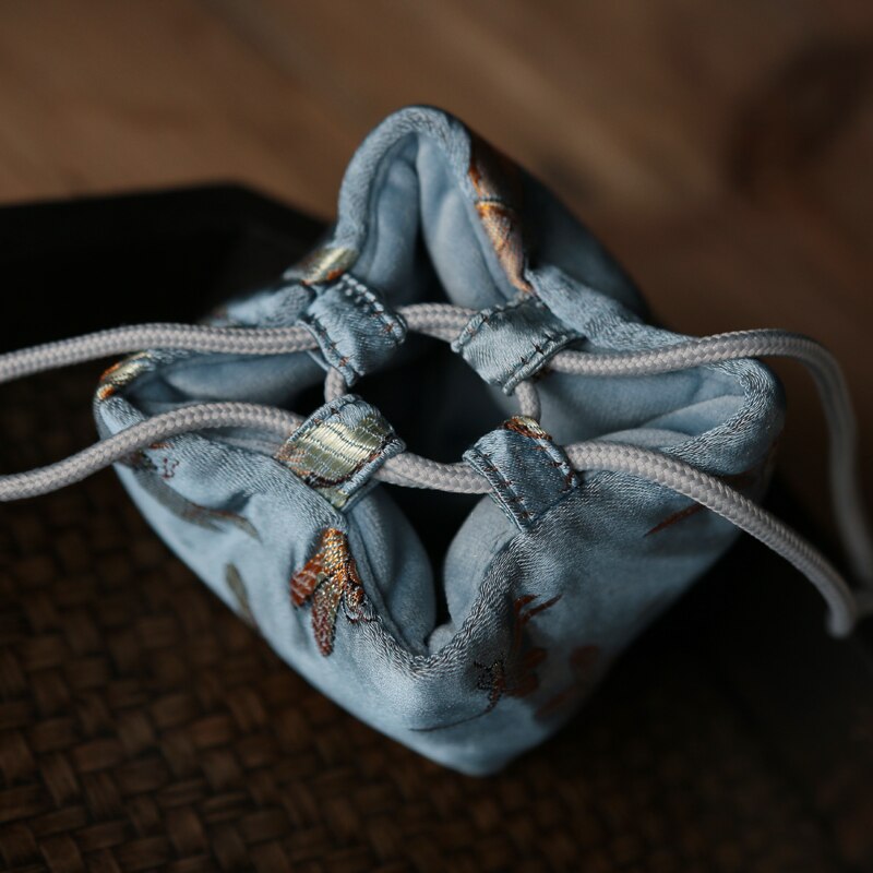 Bordado de brocado de seda, bolsa de té Manual gruesa portátil, bolsa de almacenamiento de taza de té, accesorios de juego de té, ZB83