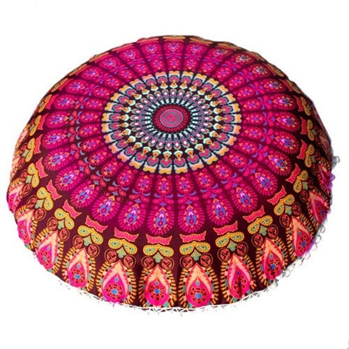 Chique ronde indiase mandala-patroon kussensloop bohemian kussens magische kleurrijke stijl kussensloop: Blauw