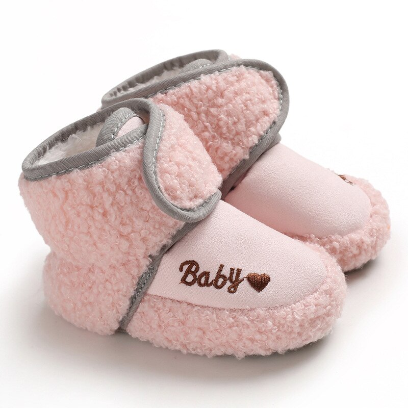 Baby vinter varm første vandrere bomuld baby sko søde spædbarn baby drenge piger sko blød sål indendørs sko: B221- lyserøde / 13-18 måneder