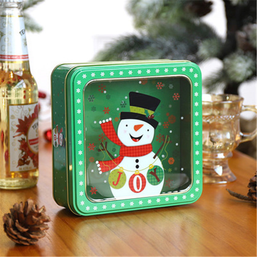 Emballage de noël en fer, boîte à bonbons, joyeux noël, bonhomme de neige, fête, décoration de bonbons Cookies faits à la main: M