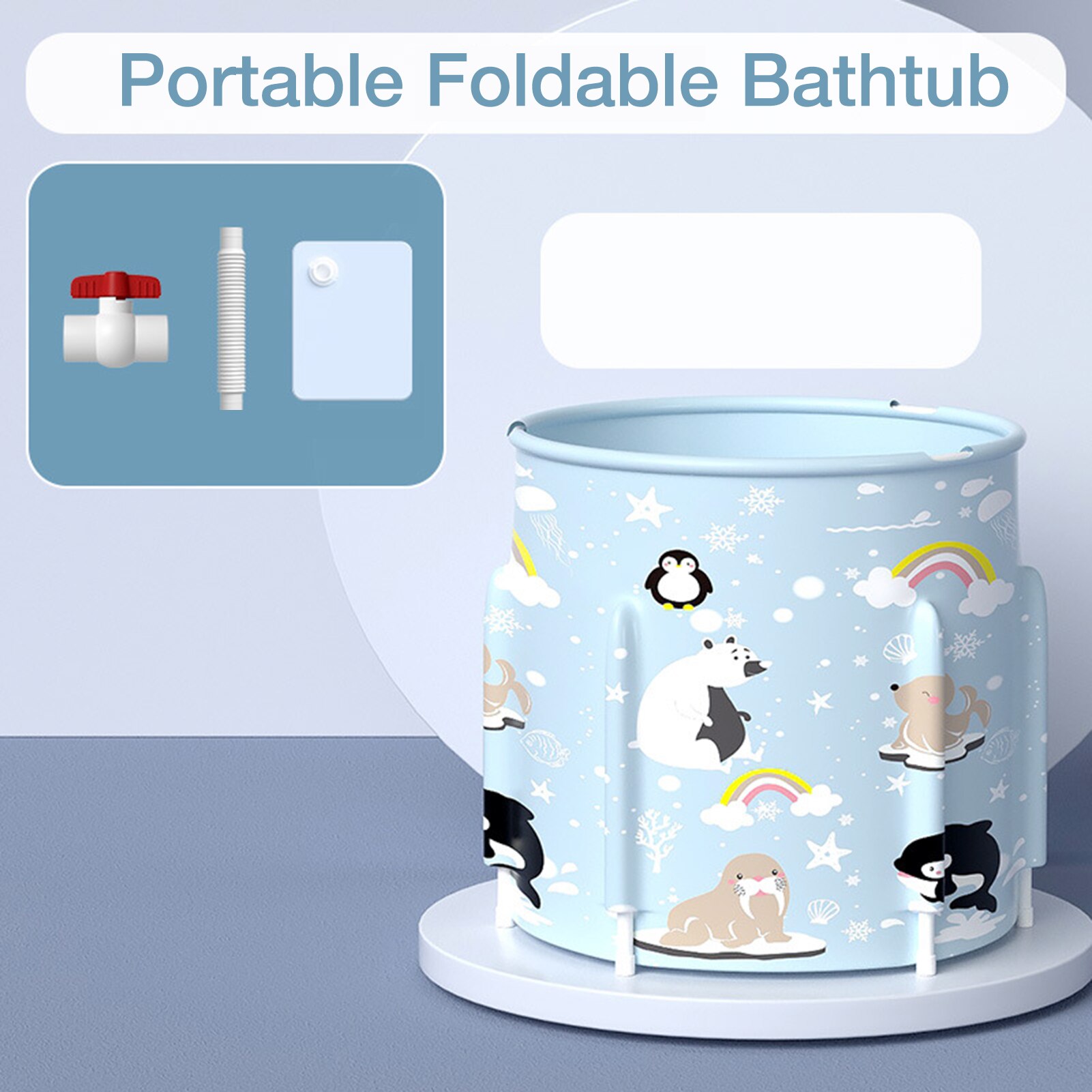 Portable Foldable Bathtub Family Bathtub Children's Pool Spa Sauna Bathtub Standing Bath Barrel Drain Folding Bath Tub